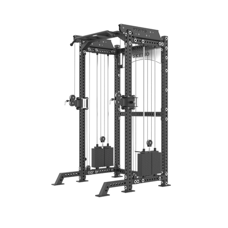 SKEISO SKS-2 half rack functional trainer with dual weight stacks for a home gym
