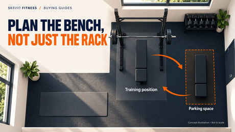 Concept illustration of a bench training position and separate parking space; not a scaled SKS-2 floor plan