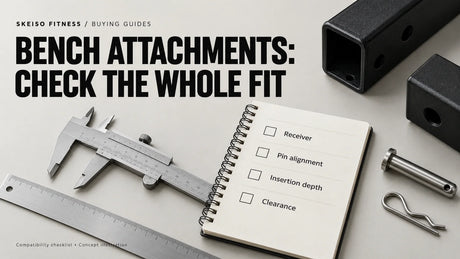 Bench attachment compatibility checklist covering receiver, pin alignment, insertion depth and clearance