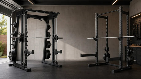 Smith machine and squat rack comparison in a modern home gym