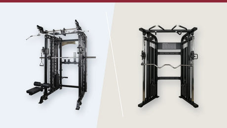 SKEISO SKS-1 Smith machine with cables beside the BJL-05A cable-only functional trainer