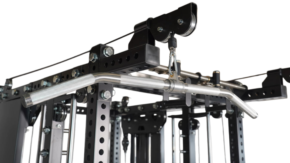 Smooth dual cable stacks support unilateral and bilateral functional training.