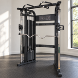 SKEISO BJL-05A dual-stack functional trainer in a home-gym setting; AI-styled scene based on the original product