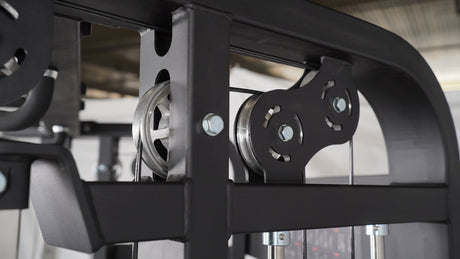 SKEISO BJL-05A upper cable pulleys and curved frame close-up